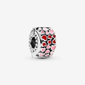 Pandora Red & Pink Hearts Clips Sterling Silver | 264-UFRDGC