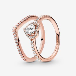 Pandora Ring Sets Rose Gold Plated | 894-EAFUPG