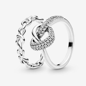 Pandora Ring Sets Sterling Silver | 375-FAQLHY