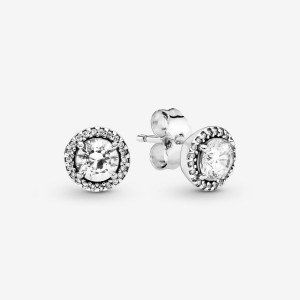 Pandora Round Sparkles Stud Earrings Sterling Silver | 726-KJGBWH