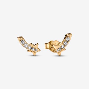 Pandora Shooting Star Pavés Stud Earrings Gold Plated | 318-ORASHT