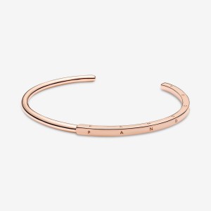 Pandora Signature I-D Open Bangle Bangles Rose Gold Plated | 259-IUCOGN