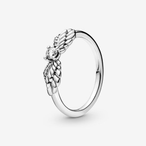 Pandora Sparkling Angel Wings Statement Rings Sterling Silver | 653-KIABVZ