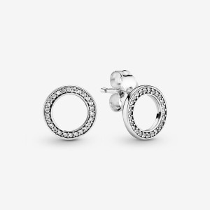 Pandora Sparkling Circles Stud Earrings Sterling Silver | 186-DSRCVP