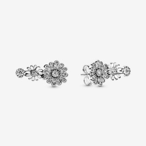 Pandora Sparkling Daisy Flower Trios Stud Earrings Sterling Silver | 728-QLSXUZ