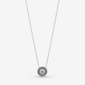 Pandora Sparkling Double Halo Collier Pendant Necklaces Sterling Silver | 642-WHESMT