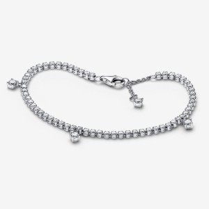 Pandora Sparkling Drops Tennis Non-charm Bracelets Sterling Silver | 410-ZUGVNY