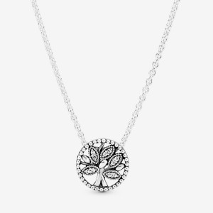 Pandora Sparkling Family Tree Pendant Necklaces Family Jewelry | 031-EGIHKT