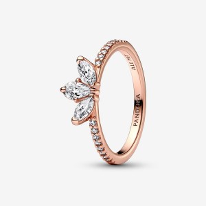 Pandora Sparkling Herbarium Cluster Stackable Rings Rose Gold Plated | 765-ITGFNC