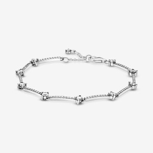 Pandora Sparkling Pavé Bars Non-charm Bracelets Sterling Silver | 368-MXCZNU