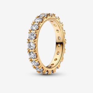 Pandora Sparkling Row Eternity Band Rings Gold Plated | 462-PYCQRB