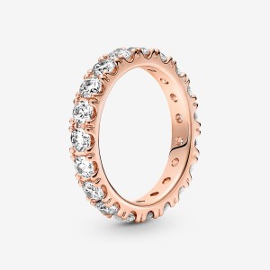 Pandora Sparkling Row Eternity Band Rings Rose Gold Plated | 461-LSYORA