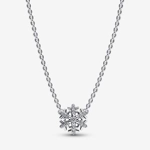 Pandora Sparkling Snowflake Pendant Necklaces Sterling Silver | 012-FTJHOZ