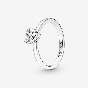 Pandora Sparkling Solitaire Halo & Solitaire Rings Sterling Silver | 059-LNQJYS