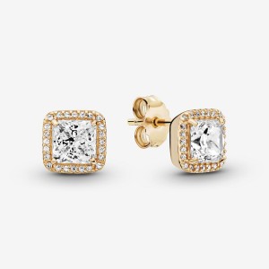 Pandora Square Sparkle Halos Stud Earrings Gold | 150-BLDRUW