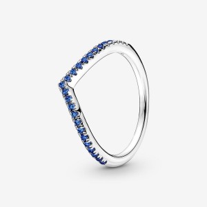 Pandora Timeless Wish Sparkling Blue Stackable Rings Sterling Silver | 852-QCMYDZ