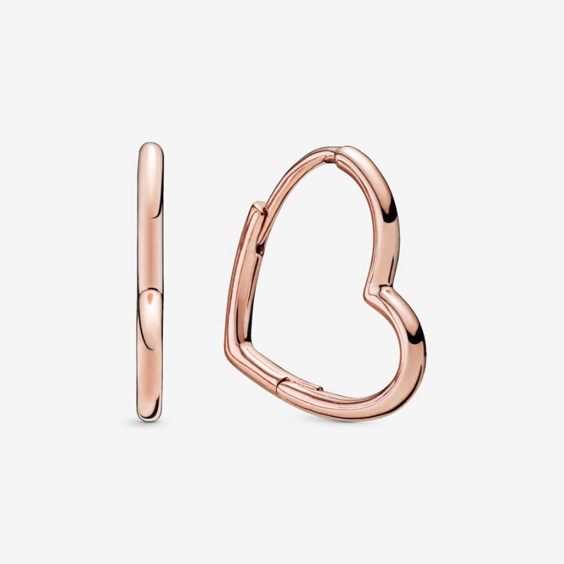 Pandora Asymmetrical Heart Hoop Earrings Rose Gold Plated | 281-HRINAW