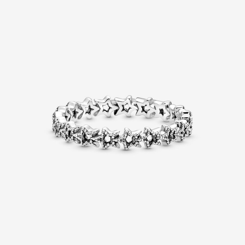 Pandora Band of Asymmetric Stars Band Rings Sterling Silver | 904-FCWNMJ