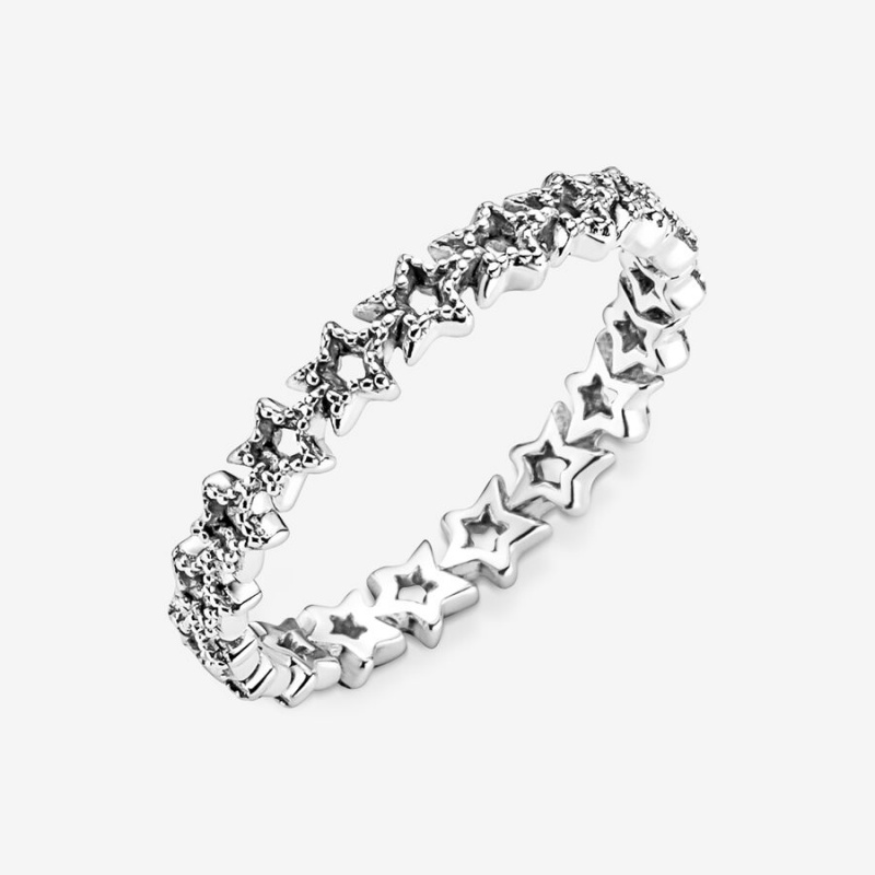 Pandora Band of Asymmetric Stars Band Rings Sterling Silver | 904-FCWNMJ