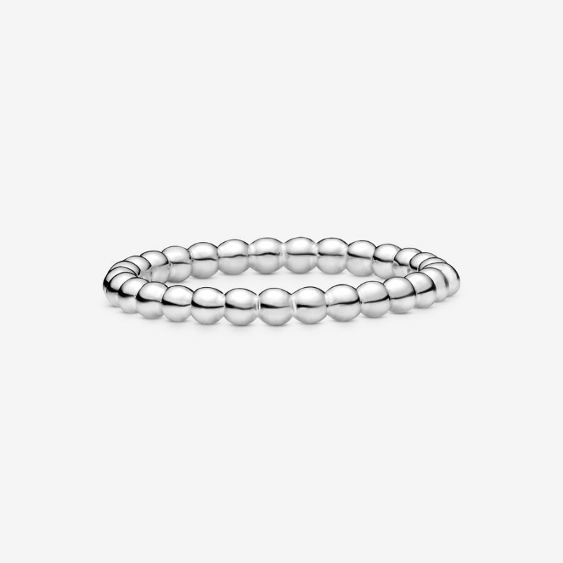 Pandora Beaded Band Rings Sterling Silver | 741-ZQNAMH