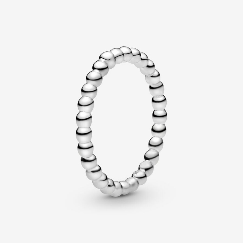 Pandora Beaded Band Rings Sterling Silver | 741-ZQNAMH