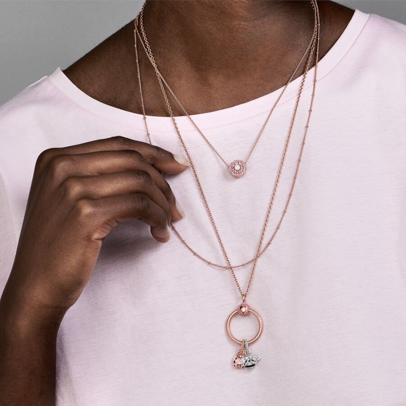 Pandora Beaded Chain Necklaces Rose Gold-plated | 167-POVKHG