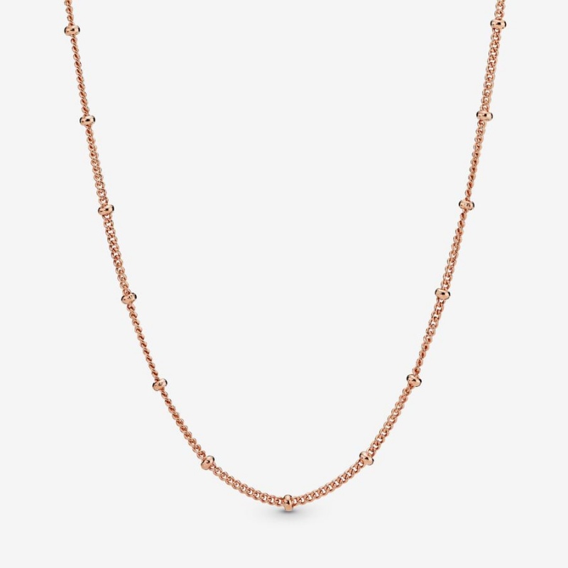 Pandora Beaded Chain Necklaces Rose Gold-plated | 167-POVKHG