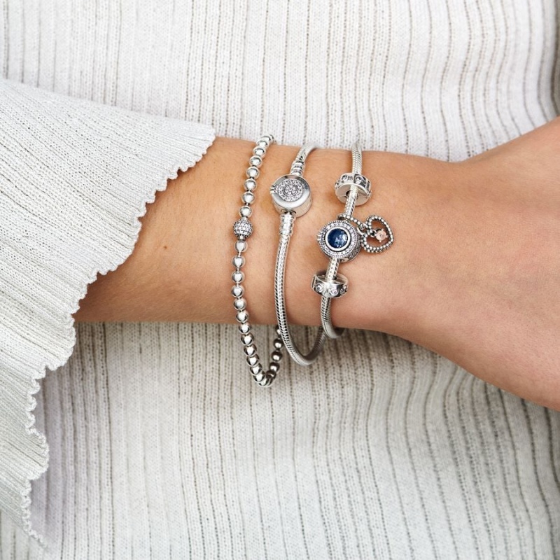 Pandora Beads & Pavé Chain Bracelets Sterling Silver | 081-QXLHZA