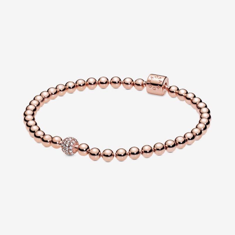 Pandora Beads & Pavé Non-charm Bracelets Rose Gold Plated | 901-TEKCOD