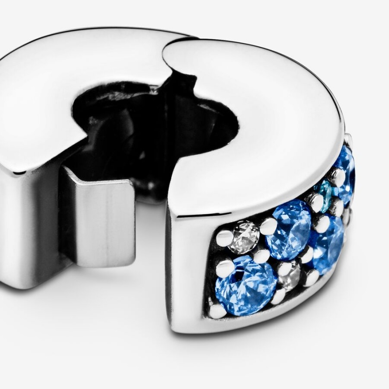 Pandora Blue Pavé Clip Clips Sterling Silver | 095-GDXIHZ