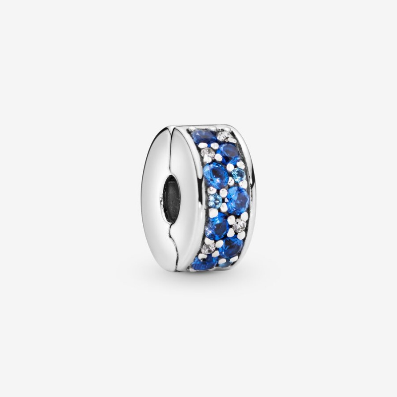 Pandora Blue Pavé Clip Clips Sterling Silver | 095-GDXIHZ