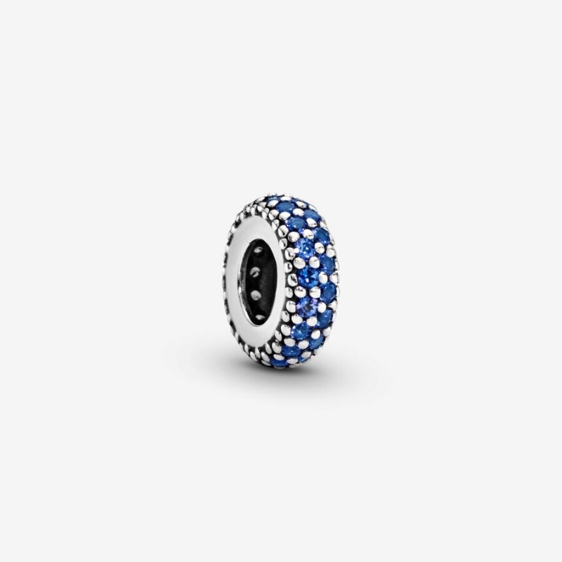 Pandora Blue Sparkle Spacer Spacer Charms Sterling Silver | 981-UZQVCH