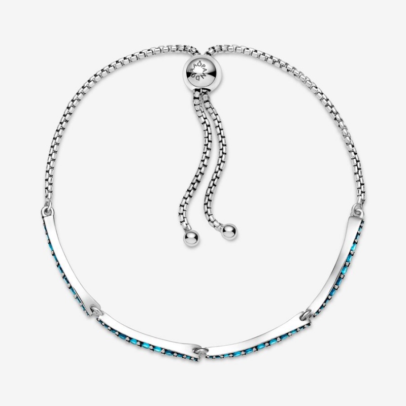 Pandora Blue Wavy Slider Non-charm Bracelets Sterling Silver | 897-KQTGFA