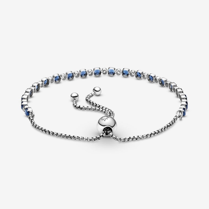 Pandora Blue and Clear Sparkle Slider Sliding Bracelets Sterling Silver | 451-CWGDNY