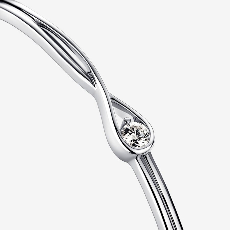 Pandora Brilliance 0.15 ct tw Bangle Bracelets Sterling Silver | 236-PHZJKD