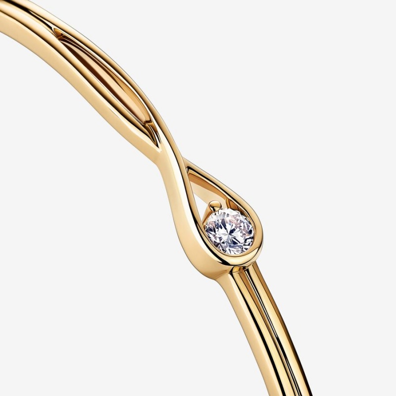 Pandora Brilliance 0.25 ct tw Bangle Bracelets Gold | 487-HKDCTP