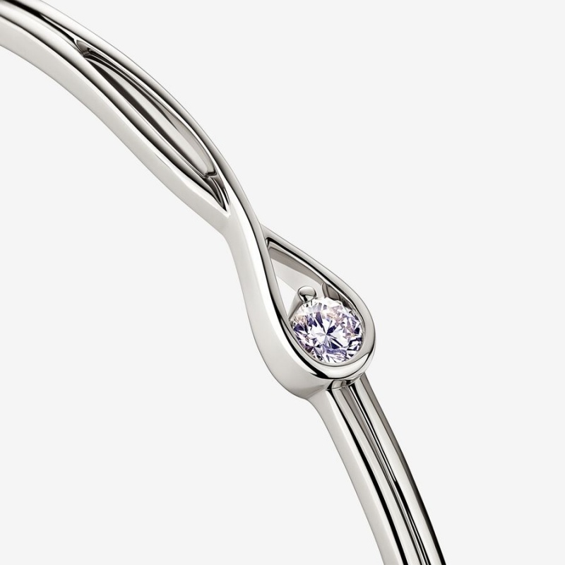 Pandora Brilliance 0.25 ct tw Bangle Bracelets White Gold | 013-VILJPO