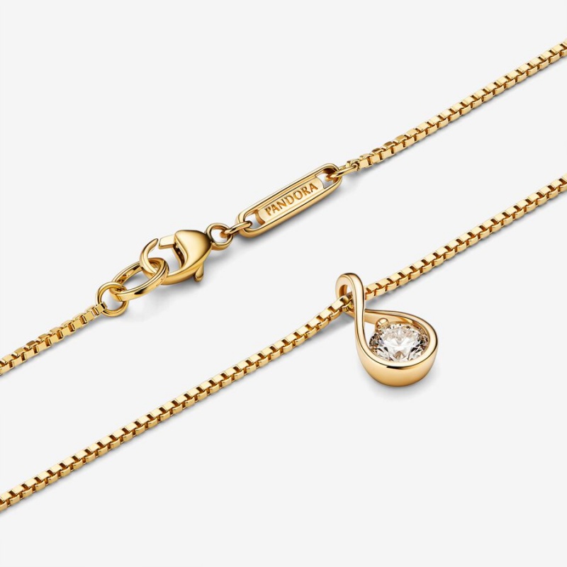 Pandora Brilliance 0.25 ct tw Necklaces Gold | 896-HMXLJA