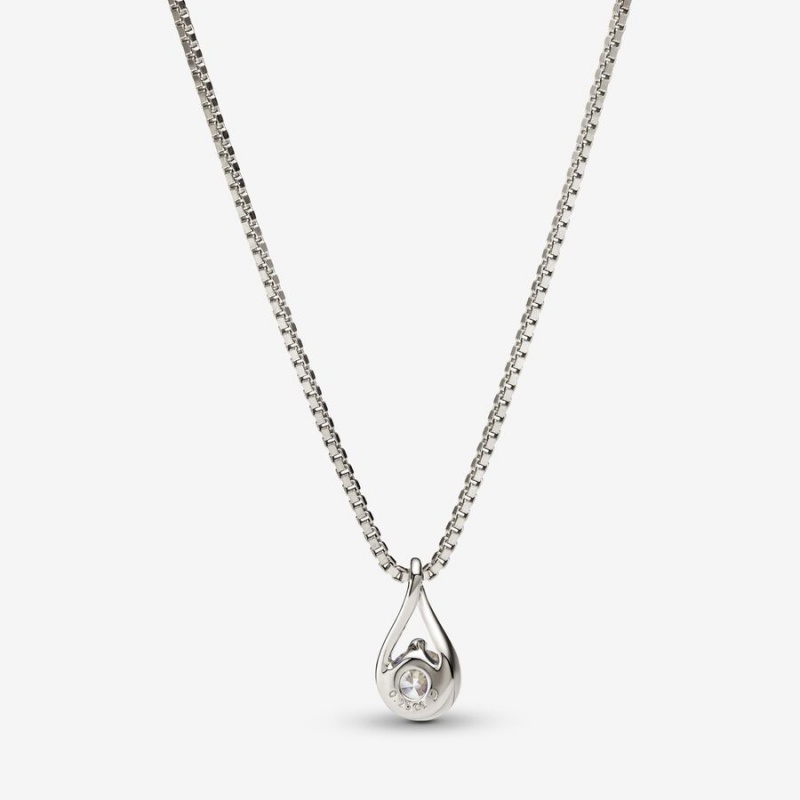 Pandora Brilliance 0.25 ct tw Necklaces White Gold | 763-GXMHFV