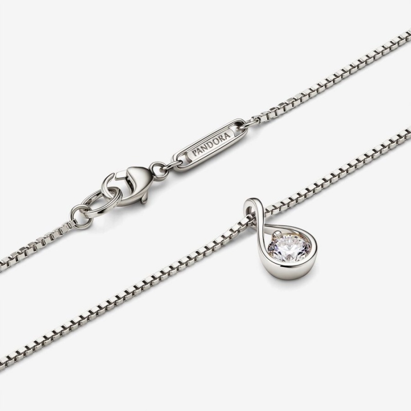 Pandora Brilliance 0.25 ct tw Necklaces White Gold | 763-GXMHFV