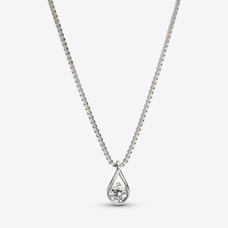 Pandora Brilliance 0.25 ct tw Necklaces White Gold | 763-GXMHFV