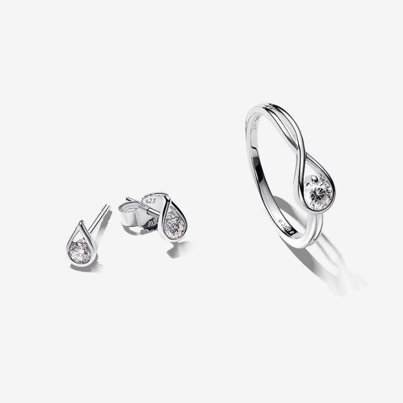 Pandora Brilliance 0.50 ct tw Double Lab-created Diamond Styled Sets Sterling Silver | 762-MSGEVW