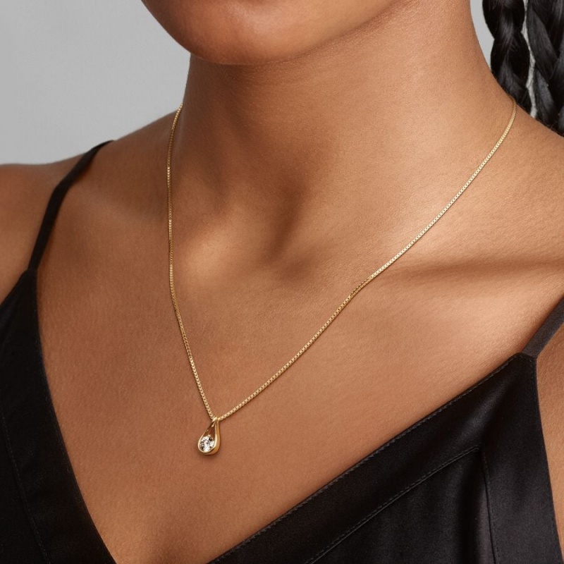 Pandora Brilliance 0.50 ct tw Necklaces Gold | 315-BOWEYC