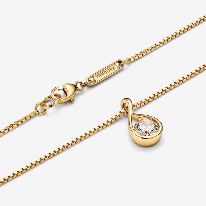 Pandora Brilliance 0.50 ct tw Necklaces Gold | 315-BOWEYC