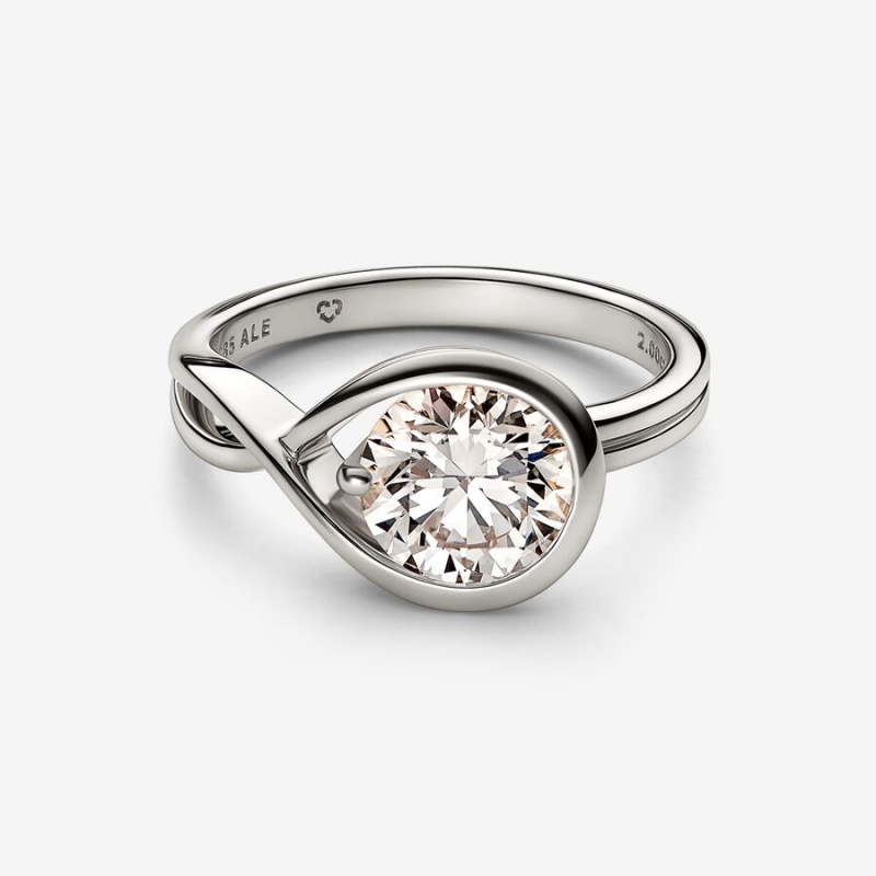 Pandora Brilliance 2.00 ct tw Lab-Created Diamond Rings White Gold | 598-ICHSTY