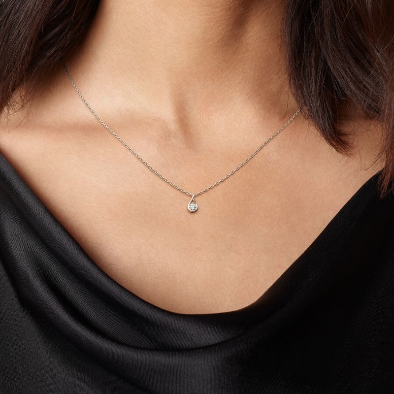 Pandora Brilliance Lab-created 0.15 ct tw Diamond Chain Necklaces Sterling Silver | 816-JRPAIU