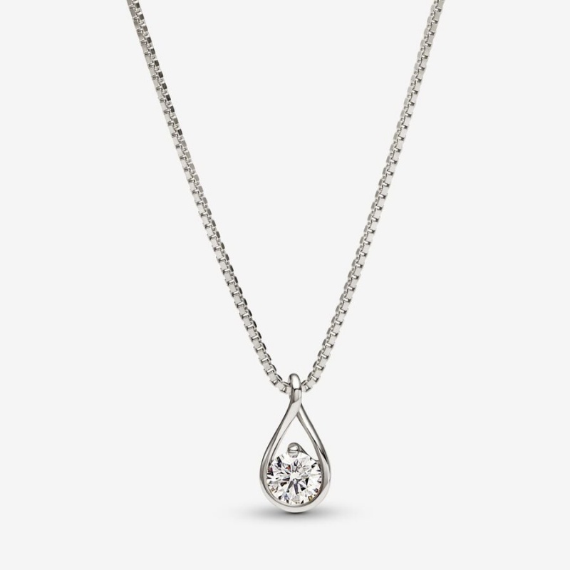 Pandora Brilliance Lab-created 0.50 ct tw Diamond Lab-Created Diamond Necklaces White Gold | 986-PDEAJL