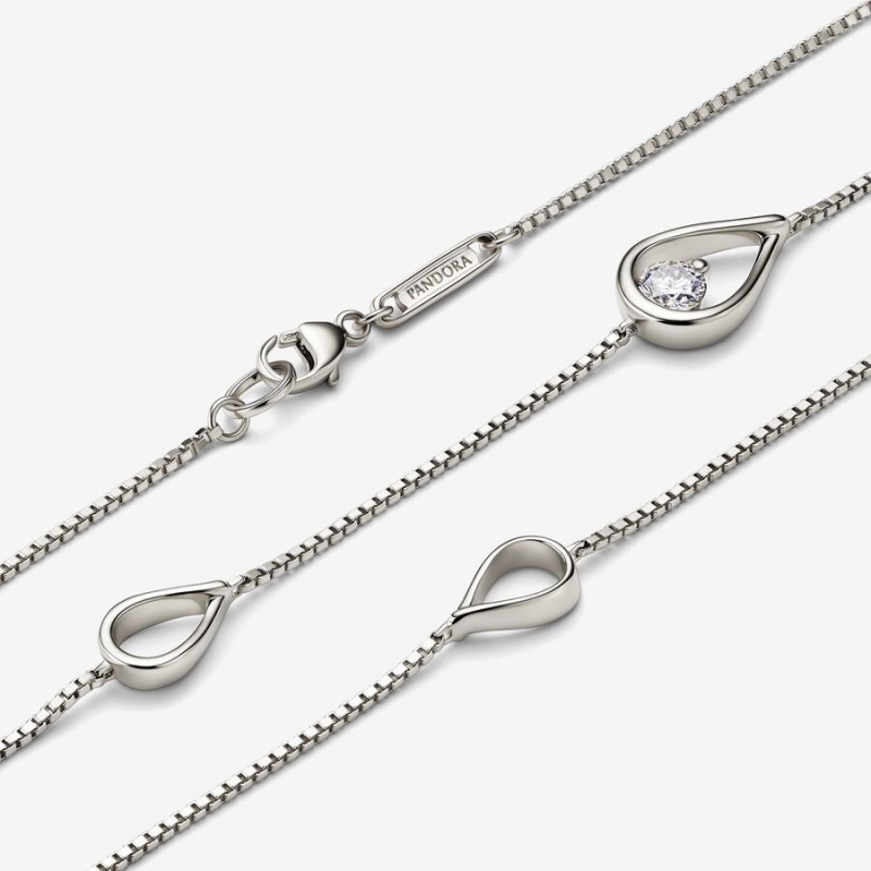 Pandora Brilliance Lab-created 0.50 ct tw Diamond Long Lab-Created Diamond Necklaces White Gold | 720-YWTQNH