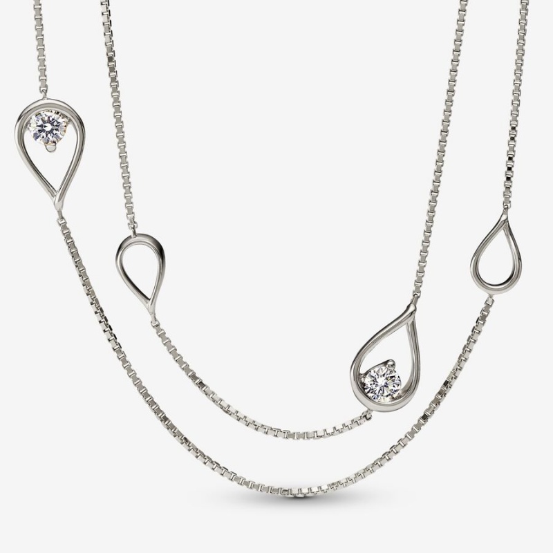 Pandora Brilliance Lab-created 0.50 ct tw Diamond Long Lab-Created Diamond Necklaces White Gold | 720-YWTQNH