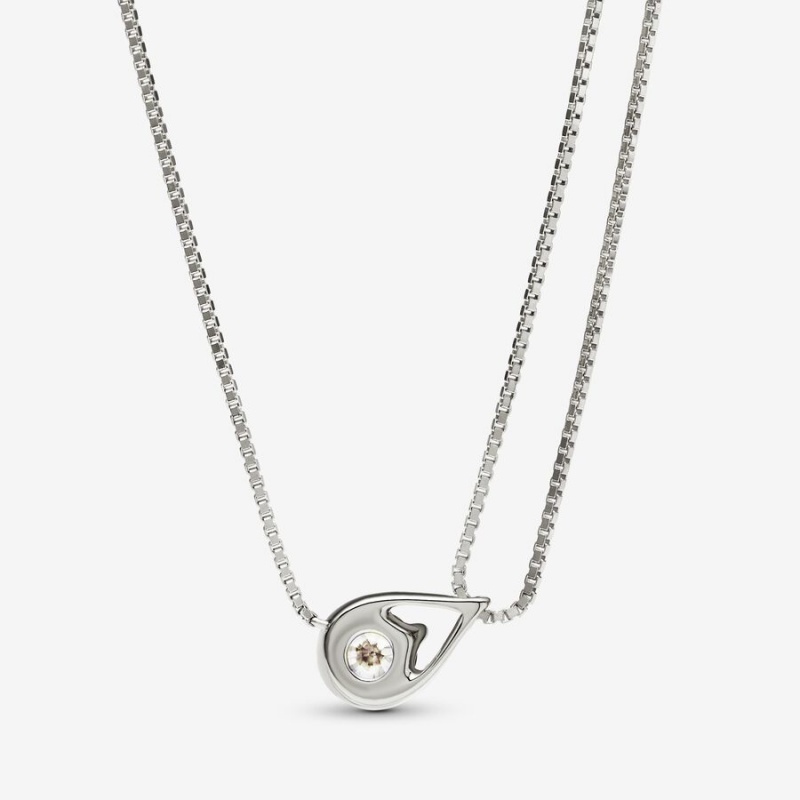 Pandora Brilliance Lab-created 0.75 ct tw Diamond Double Collier Lab-Created Diamond Necklaces White Gold | 053-QOHIBP